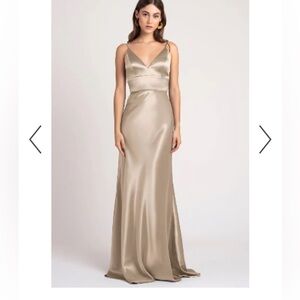Jenny Yoo Brenna Pale Gold Bridesmaid Dress, size 10